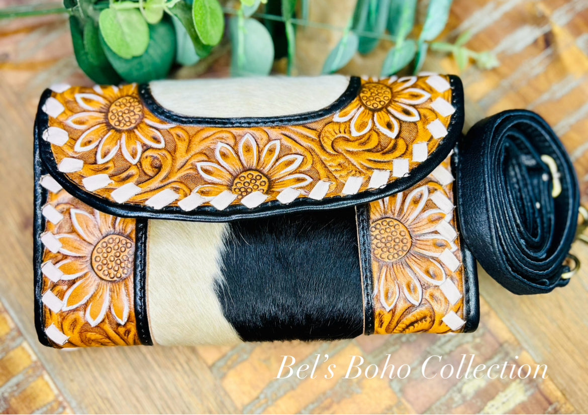 Hand Carved Floral Boho Wallet