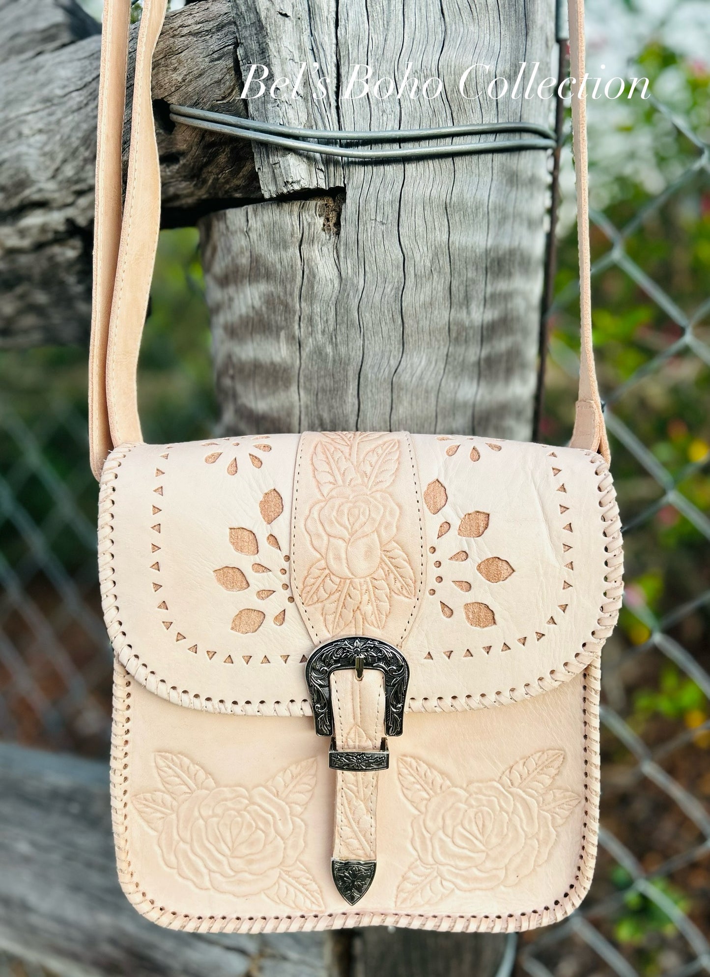 The Hand-carved Rose Saddle Bag