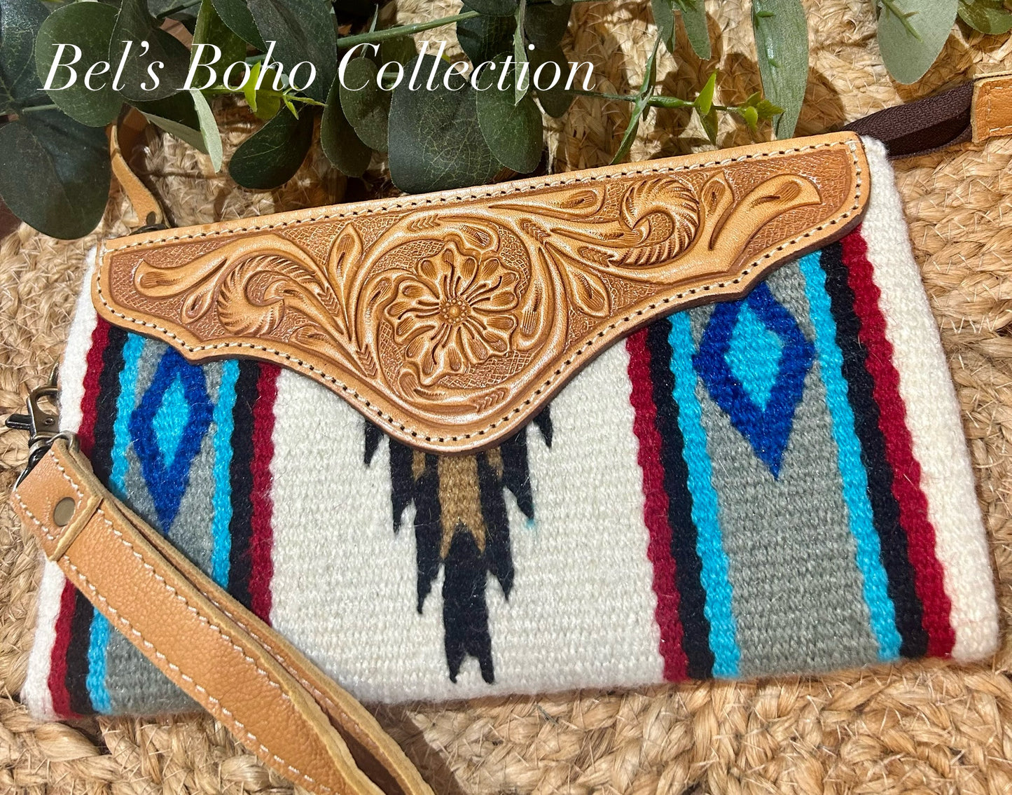 Tooled Saddle Blanket Clutch