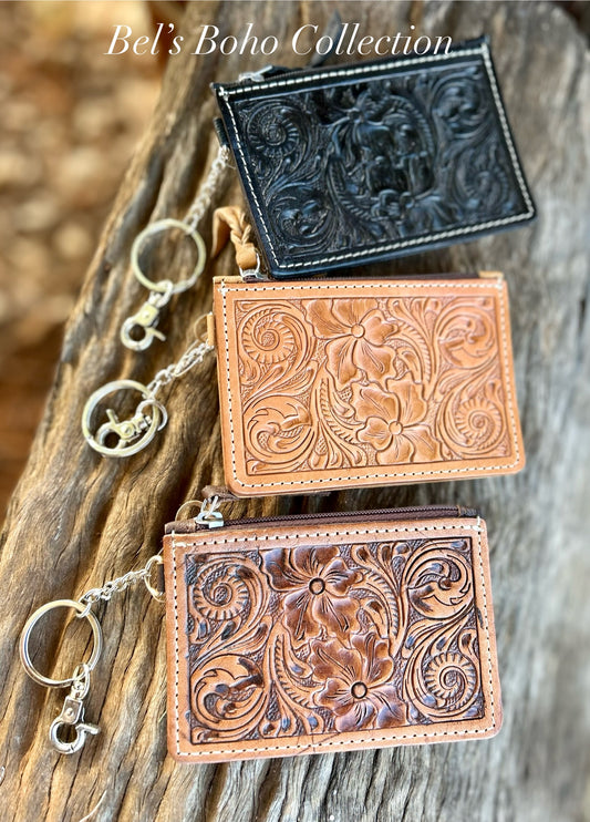 Hand Tooled Leather Key/Card Case