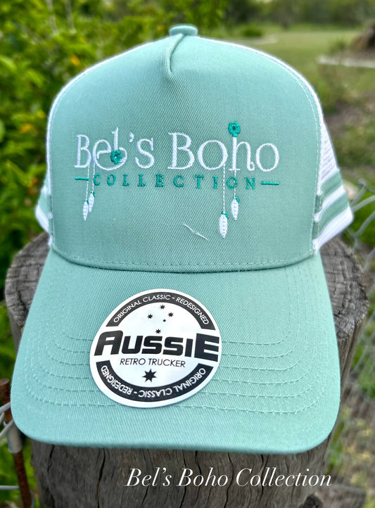 Mint Green & White Ponytail Truckers Cap