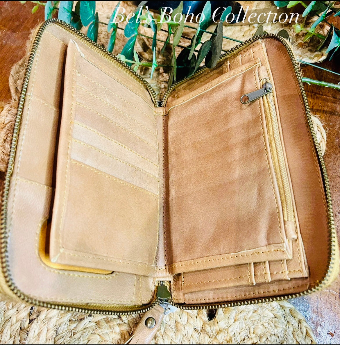 Hand-Carved Cowhide Travel Wallet