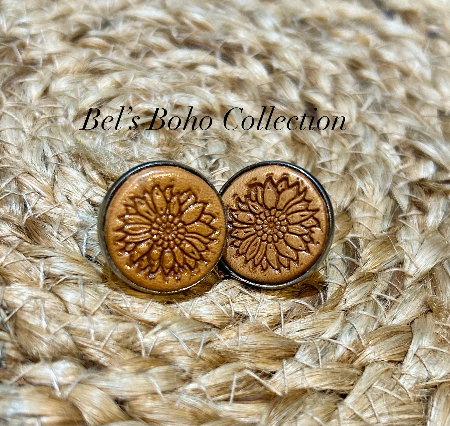 Handtooled Leather Studded Earrings