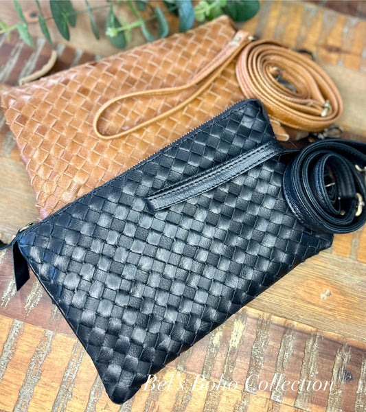 3 in 1 Woven Leather Clutch