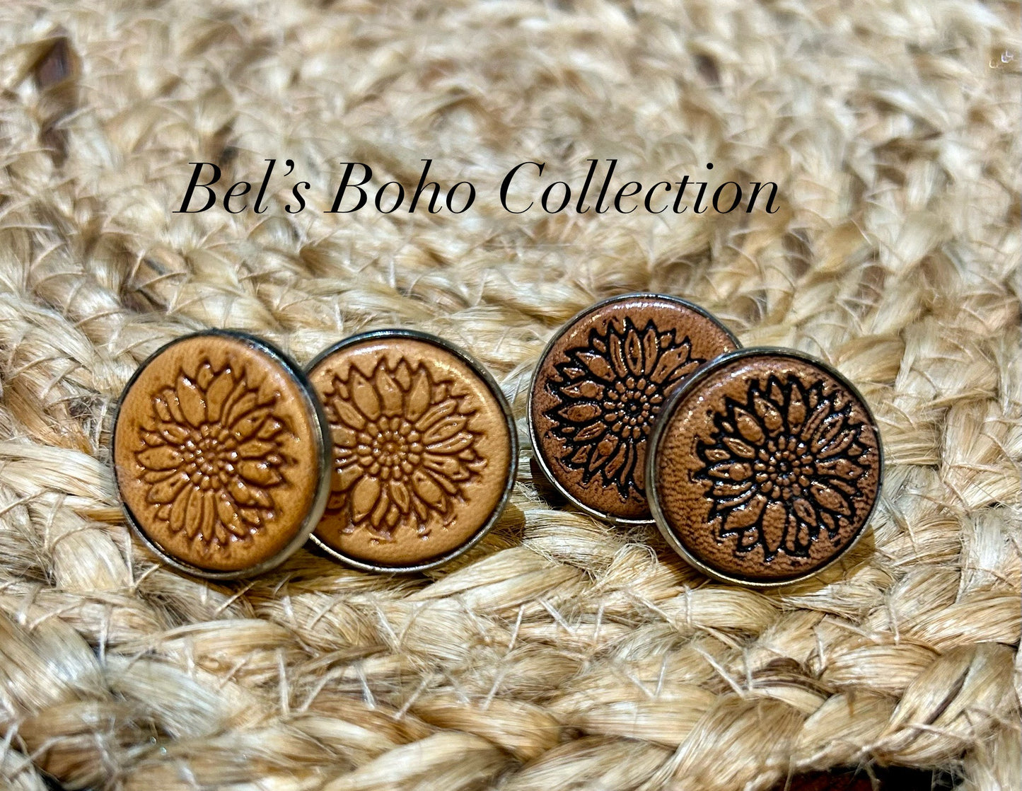 Handtooled Leather Studded Earrings