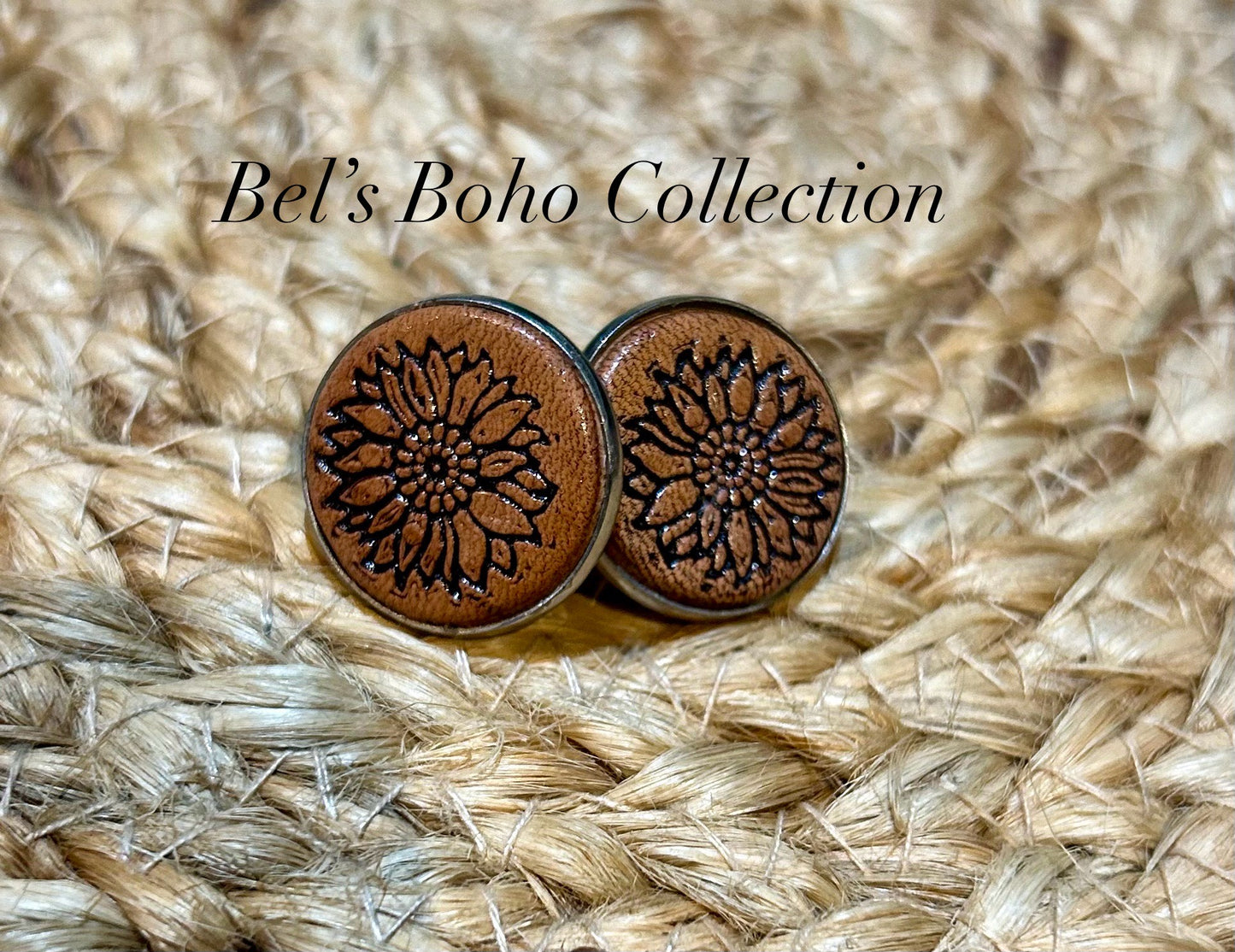 Handtooled Leather Studded Earrings