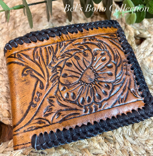 Men’s Handcarved Flower Wallet